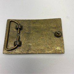 Vintage Pony Express Belt Buckle Mens OS Gold Brass Western Rider 1849 Map