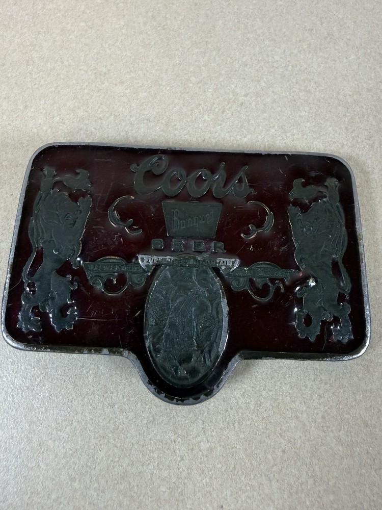 Coors Vintage Beer Belt Buckle Banquet Rocky Mountain Spring Red Resin 70s See