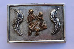 Large Vintage Sterling Square Dancer Belt Buckle 65 grams 3 3/16 X 2 1/8 inches