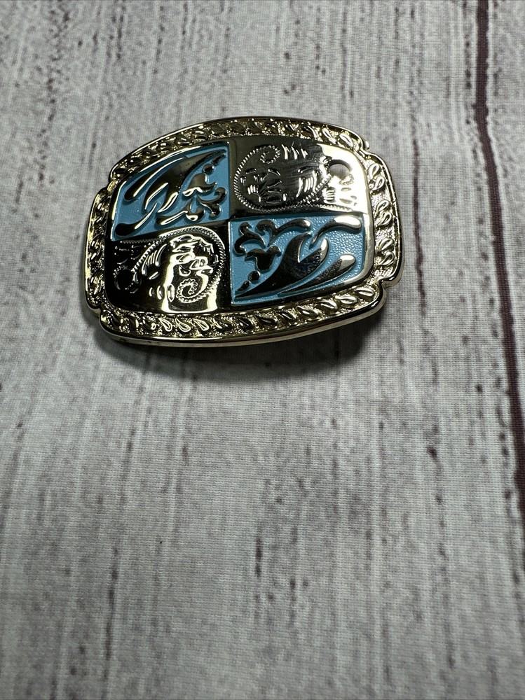 Vintage Blue And Gold Belt Buckles for men
