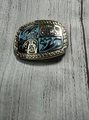 Vintage Blue And Gold Belt Buckles for men