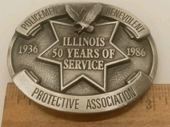 Illinois Policemens Benevolent Protective Assc. Belt Buckle 50 Years 1936-86