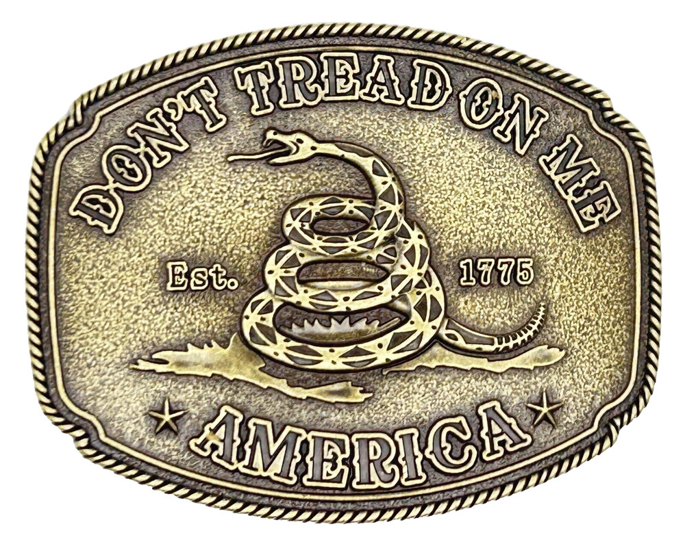 Don&rsquo;t Tread on Me America Brass Tone Military Enameled Belt Buckle New