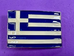 Greece Country in the Balkans Flag White Blue Enameled Patriotic Belt Buckle