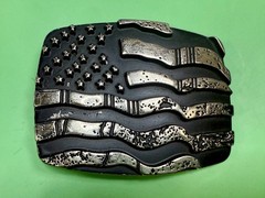 United States American Flag Engraved Patriotic – #6386 Chrome Brand Belt Buckle