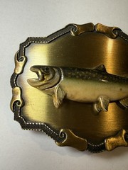 Rain-tree Vintage Fish Western Belt Buckle Gold Tone Metal 1977/1978