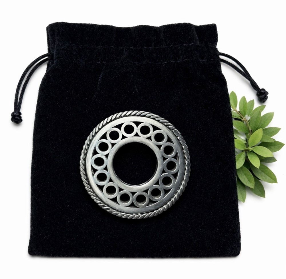 Vintage Style Round Belt Buckle Silver Tone Western Concho 2.5”