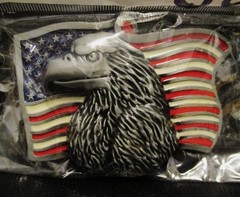 USA American Flag & Bald Eagle Head Belt Buckle Patriotic Country Stars Stripes