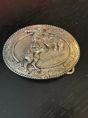 Vintage Collectible Bronco Buster Remington Art Museum Metal Belt Buckle