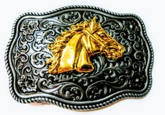 ✖ WESTERN Horse Profile Cowboy Rodeo Style Belt Buckle Buck Gold antique silver