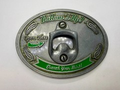 Bottom&rsquo;s Up! Open Here Quench Your Thirst Belt Buckle with Bottle Opener