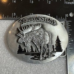 Yellowstone National Park Moose Belt Buckle Collectible Metal Silver Tone