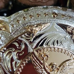 Centenario Cowboy Belt Buckle Western Hebilla Rodeo Silver Rosetone Coin