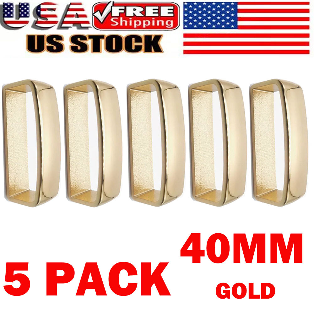 5Pack Gold 40mm/1.57in Solid Brass Belt Loop Belt Buckle Keeper Metal Loop Ring
