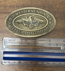 Vintage Western Union Telegraph Co. Eagle U.S. Belt Buckle Tiffany Broadway NY