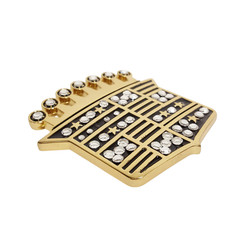 Unisex Gold Statement Shield with Clear Crystal Belt Buckle