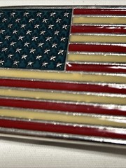 Patriotic American USA Flag Enamel Metal Belt Buckle 2 In X 2.75 In W