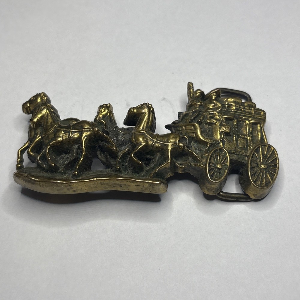 Men’s Belt Buckle – 1979 Baron Solid Brass Stagecoach ZZ