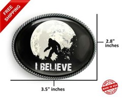 Sasquatch Belt Buckle – Big Foot Sighting Handmade Oval Buckle – 731