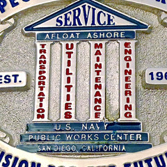 U.S. Navy Public Works Center Belt Buckle (Solid Brass, Silver) Hand Painted