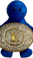 Vtg Crumrine Silver Plate Jewelers Bronze “E” Floral Western Belt Buckle SEE