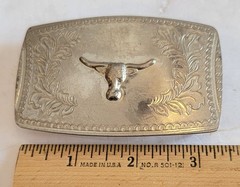 Bull Belt Buckle, 3.5&Prime; inches x 2 inches- Steel Metal