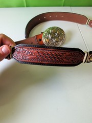 leather belt Brown Silver Creek Classics and Belt Buckle cowboy Western size 38