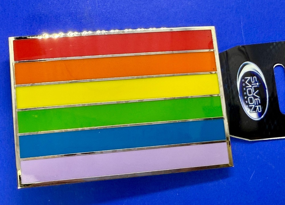 Rainbow Pride Flag LGBTQ Movement Enameled 2005 Belt Buckle by Silver Moon