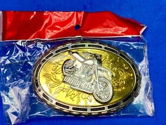 Motorcycle On Western Mixed Colors Belt Buckle In Packaging