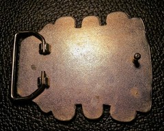 Enamel Black & White Vintage Guitar Head Belt Buckle.
