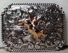 RIDING COWBOY Western Belt Buckle Hebilla Vaquera Con Toro
