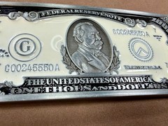 $1,000 US Dollar Federal Reserve Note The United States of America Belt Buckle