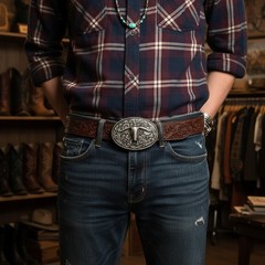NEW Men Western Belt Buckle Silver Metal Longhorns Bull Oval Filigree Cow Skull