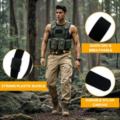 Vyxoran Nylon Belts for Men Military Tactical Slide Plastic 120cm, Black