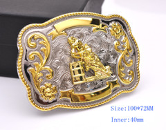 Texas Long Huge Ride Rodeo Cowboy Western Barrel Racing Gold Shine Belt Buckle