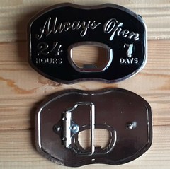 Joke Alcohol Drunk always open 7 days 24 hours opener belt buckle