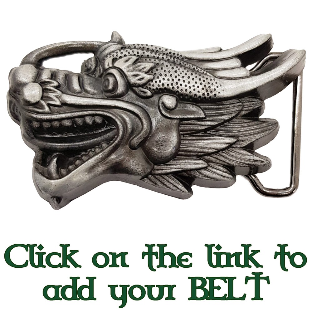 Chinese Dragon Belt Buckle Biker Gothic Metal Pewter Finish Calendar Martial