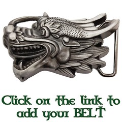 Chinese Dragon Belt Buckle Biker Gothic Metal Pewter Finish Calendar Martial