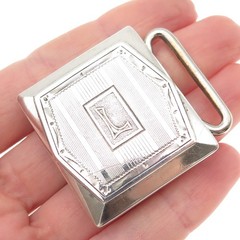 925 Sterling Silver Antique Art Deco Engraved Letter L Initial Belt Buckle