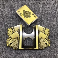 Antique Brushed Eagle Poker Belt Buckle with Lighter, Stock in US