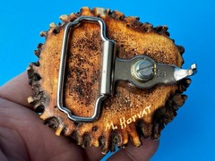 Vintage Elk Antler Belt Buckle Hand Carved M Horvat Western Rustic