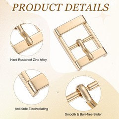 4Pcs Single Prong Belt Buckle 0.63&Prime; ID Metal Roller Buckle for Belt, Light Gold