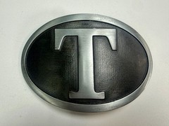 Initial Block Letter T Montana Silversmiths RARE Grey & Black Color Belt Buckle