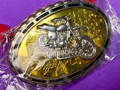 Motorcycle On Western Mixed Colors Belt Buckle In Packaging