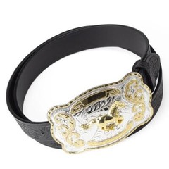 Cinturon Ecuestre Dorado Hebilla Toro Gallo Escorpion Vaquero Cowboy Western
