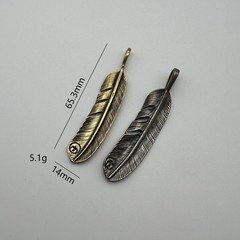 Retro Copper Feather Charm Keychain Decoration Embellishment lot