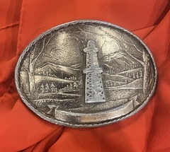 Vtg Oilfield Blank Personalized Banner 1981 Metal Belt Buckle Great American USA