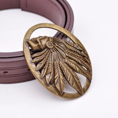 Retro Bronze Cowboy Indian Chief Head Western Indian Metal Fashion Belt Buckle