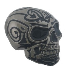 Skull Belt Buckle Gunmetal Finished Antiqued Gothic Tattoo Halloween Party Gift