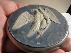 1981 CARVED EAGLE ON SOAPSTONE BELT BUCKLE HEAVY- GW-26